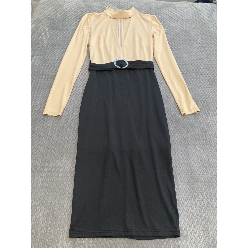 Womens Long Sleeve Dress by Bebe - Size S - Black & Tan